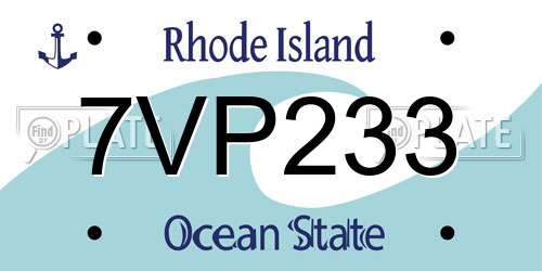 7VP233 Rhode Island License Plate