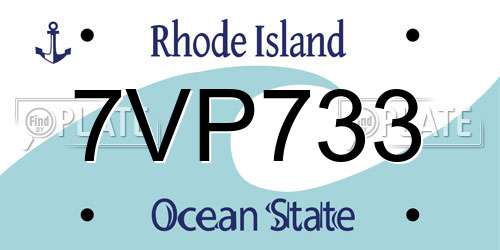 7VP733 Rhode Island License Plate