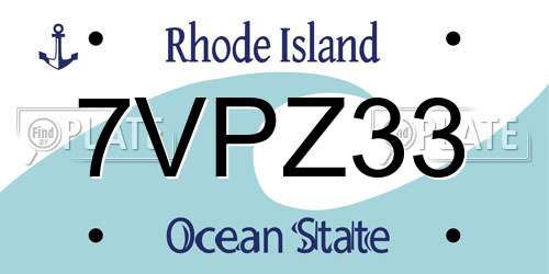 7VPZ33 Rhode Island License Plate