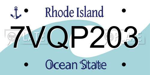 7VQP203 Rhode Island License Plate