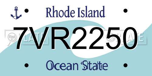 7VR2250 Rhode Island License Plate