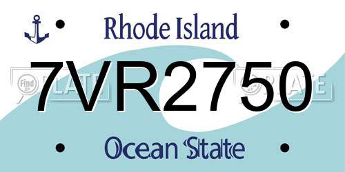 7VR2750 Rhode Island License Plate