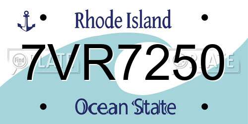 7VR7250 Rhode Island License Plate