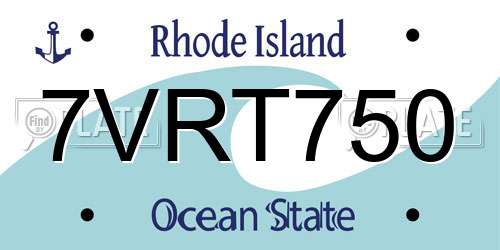 7VRT750 Rhode Island License Plate