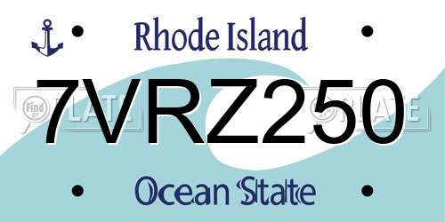 7VRZ250 Rhode Island License Plate