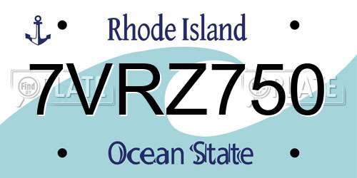 7VRZ750 Rhode Island License Plate