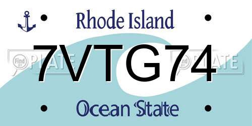 7VTG74 Rhode Island License Plate