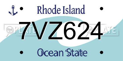 7VZ624 Rhode Island License Plate