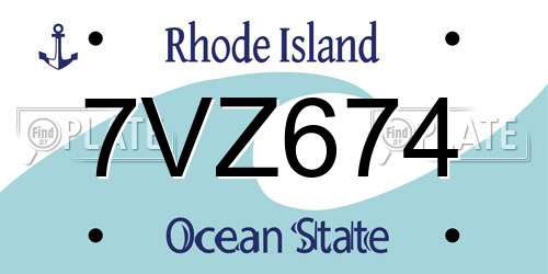 7VZ674 Rhode Island License Plate
