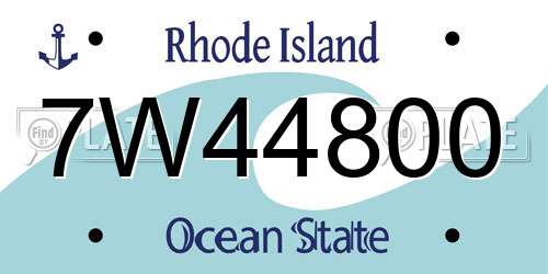 7W44800 Rhode Island License Plate