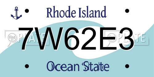 7W62E3 Rhode Island License Plate
