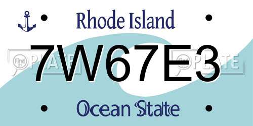 7W67E3 Rhode Island License Plate