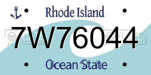 7W76044 Rhode Island License Plate