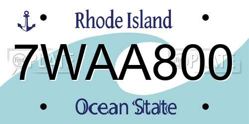 7WAA800 Rhode Island License Plate