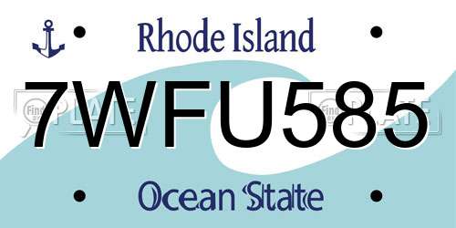 7WFU585 Rhode Island License Plate