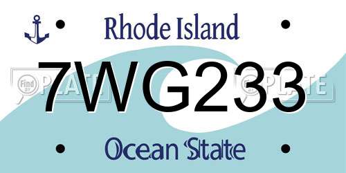 7WG233 Rhode Island License Plate
