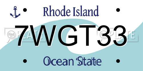 7WGT33 Rhode Island License Plate