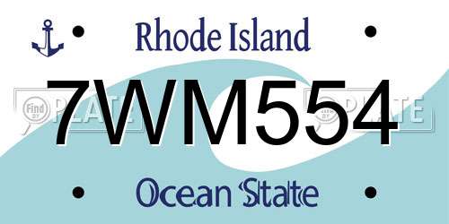 7WM554 Rhode Island License Plate
