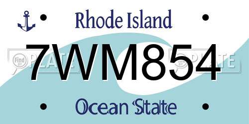 7WM854 Rhode Island License Plate
