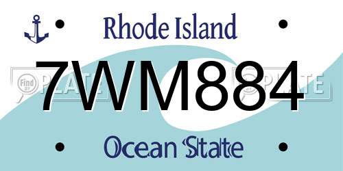 7WM884 Rhode Island License Plate