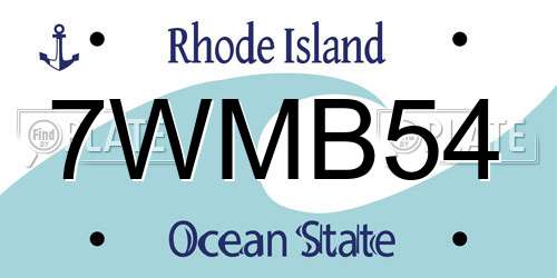 7WMB54 Rhode Island License Plate