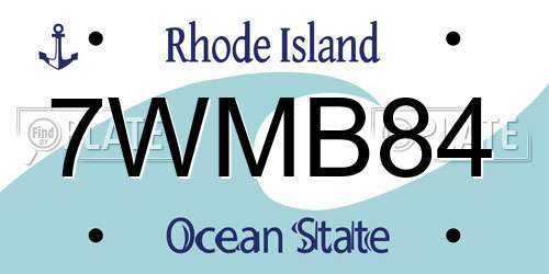 7WMB84 Rhode Island License Plate