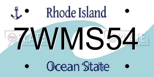 7WMS54 Rhode Island License Plate