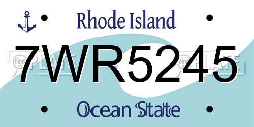 7WR5245 Rhode Island License Plate