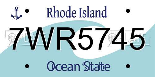 7WR5745 Rhode Island License Plate