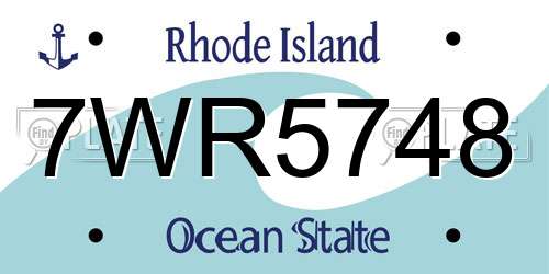 7WR5748 Rhode Island License Plate