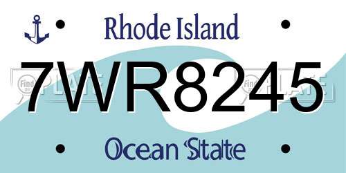 7WR8245 Rhode Island License Plate