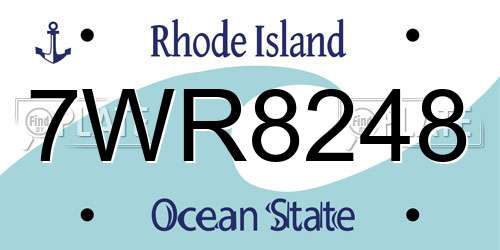 7WR8248 Rhode Island License Plate