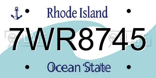 7WR8745 Rhode Island License Plate
