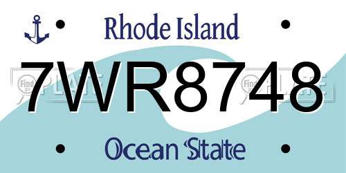 7WR8748 Rhode Island License Plate