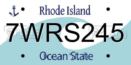7WRS245 Rhode Island License Plate