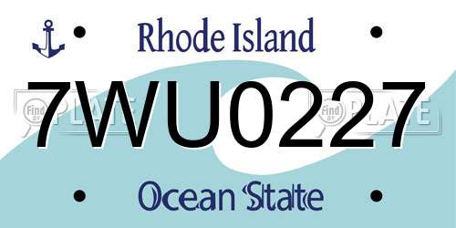 7WU0227 Rhode Island License Plate