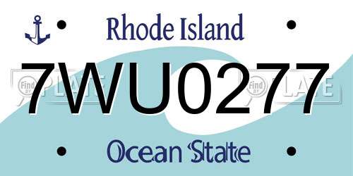 7WU0277 Rhode Island License Plate