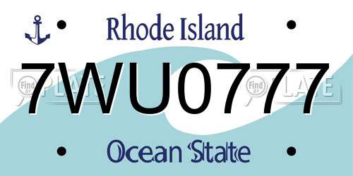7WU0777 Rhode Island License Plate