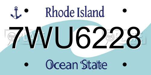 7WU6228 Rhode Island License Plate