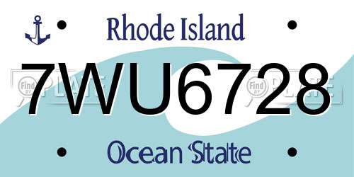 7WU6728 Rhode Island License Plate
