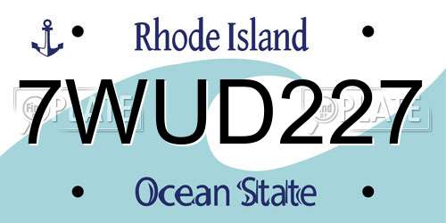 7WUD227 Rhode Island License Plate
