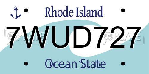 7WUD727 Rhode Island License Plate