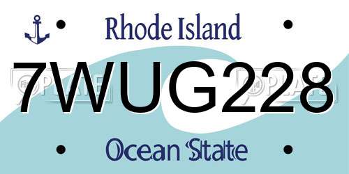 7WUG228 Rhode Island License Plate