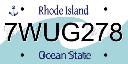 7WUG278 Rhode Island License Plate