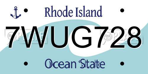 7WUG728 Rhode Island License Plate