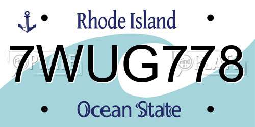 7WUG778 Rhode Island License Plate