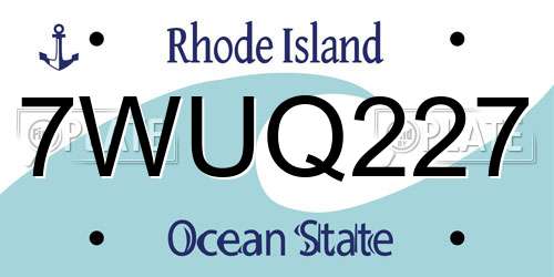 7WUQ227 Rhode Island License Plate