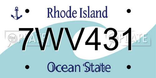 7WV431 Rhode Island License Plate