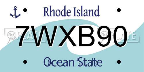 7WXB90 Rhode Island License Plate