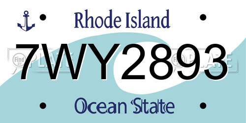 7WY2893 Rhode Island License Plate
